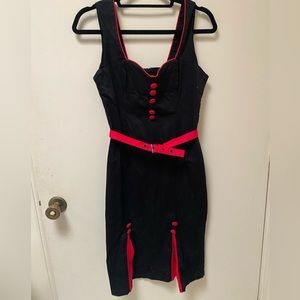 Red and black pin-up style dress.